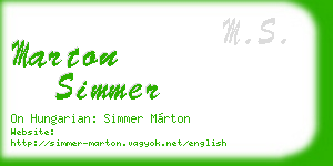 marton simmer business card