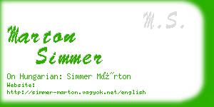 marton simmer business card